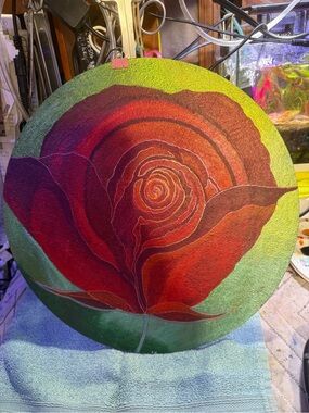 Spiral Red Rose Wall Art Painting
